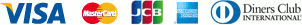 VISA、Master、JCB、AMEX、Diners